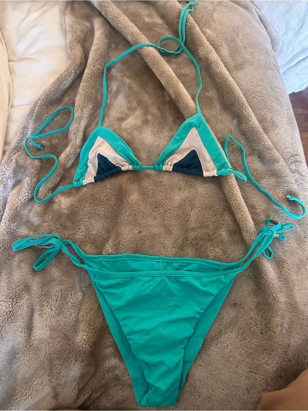 Bromelia swimear teal navy grey two piece bikini